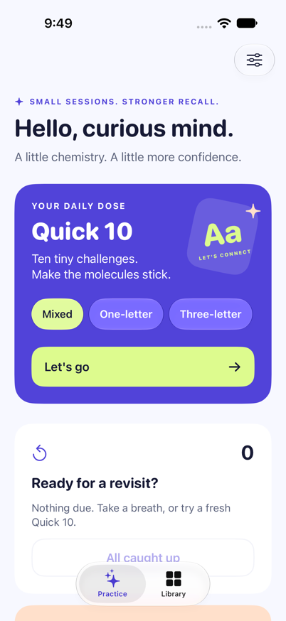 Amino Sprint study home on iPhone
